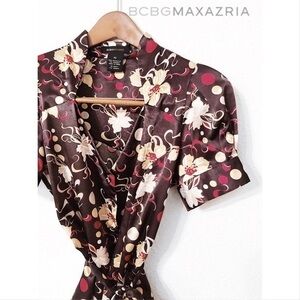 BCBGMaxAzria floral sash wrapped button down